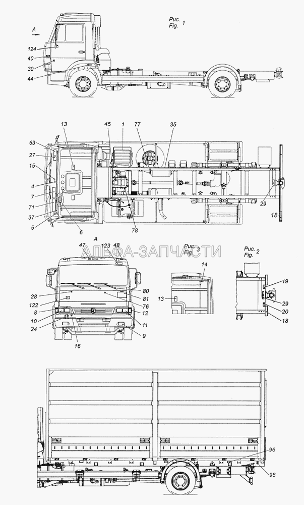 4308-3700001-30 Электрооборудование. Расположение на автомобиле (4308-3805001-30 Установка щитка приборов) 